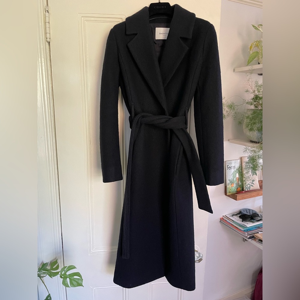 Italian Black Wool Aritzia Babaton Coat Wrap LIKE NEW